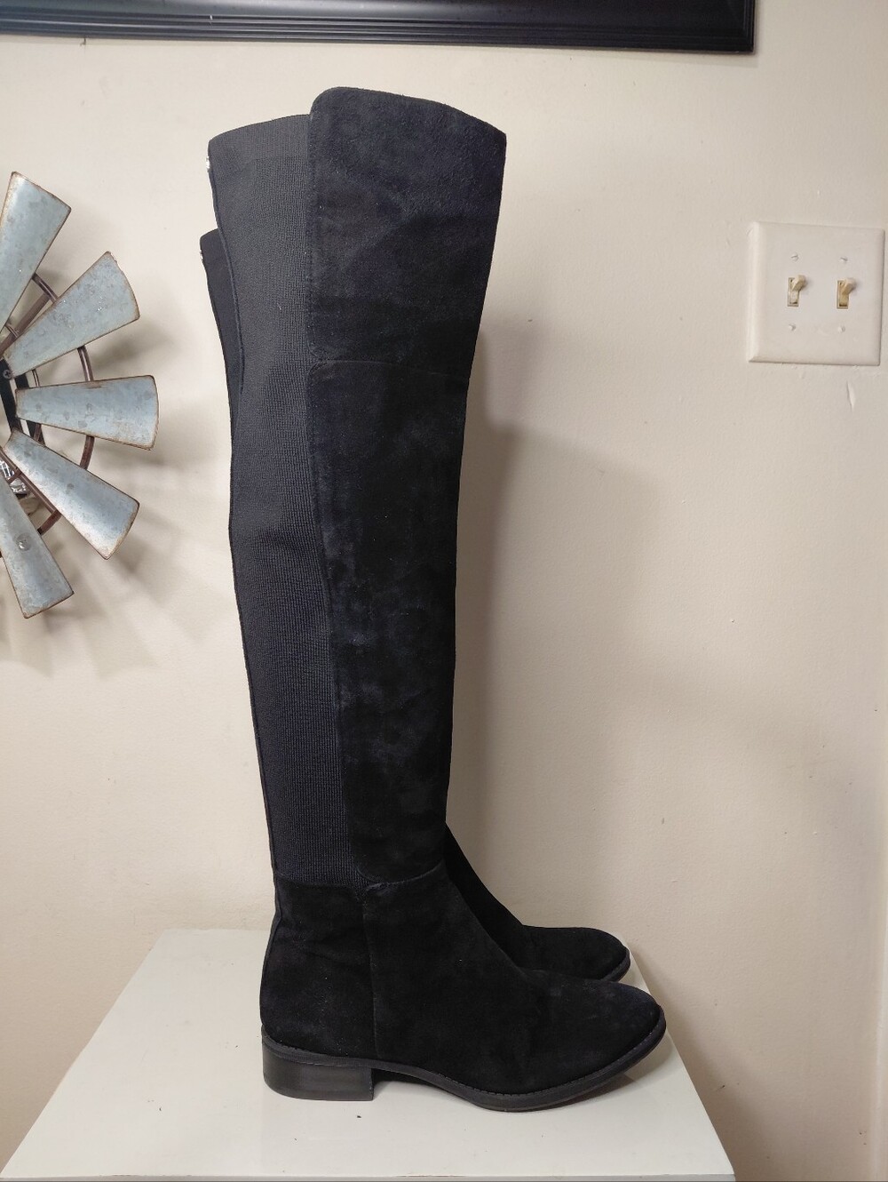 Sam Edelman Black Over-the-Knee Suede Stretch Boots Size 7.5 - Picture 5 of 11